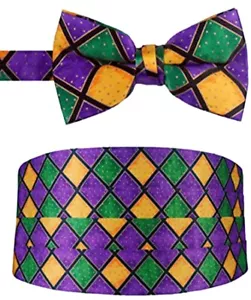 Herren mehrfarbig Karneval Fliege und Kummerbund Set - Bild 1 von 1