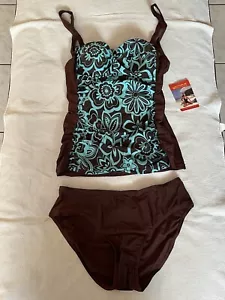 Tankini Größe 42 Cup B/C In Braun Petrol NEU - Bild 1 von 8
