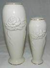 2 Lenox Bud Vases Embossed Rose Design And Gold Trim 5 7 8 And 7 1 2