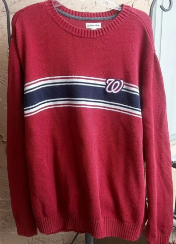 Washington Nationals MLB red sweater w blue & white stripes, XXL, St. John's Bay Cover