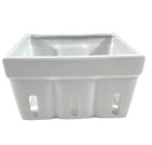 NWT Ceramic Berry Basket Colander Square Bowl Large White 8" x 8.5"