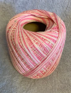 Dark & Light Pink & White Crochet Thread, Large Roll, Weighs 2.8 Ounces - Picture 1 of 1
