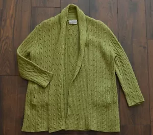 Blarney Woolen Mills Women Cardigan Aran Fisherman Wool Chunky Ireland sweater L - Picture 1 of 8