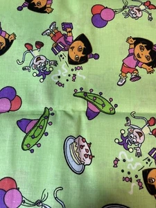 DORA EXPLORER & STIEFEL BAUMWOLLSTOFF SOMBRERO KUCHENBALLONS 2 Yards NOS Cartoon - Bild 1 von 5