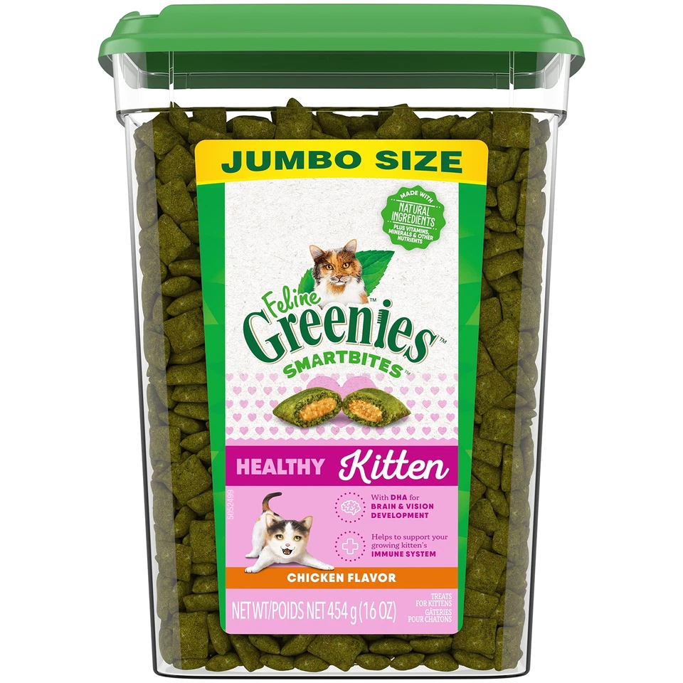 Feline Greenies Smartbites Healthy Kitten golosinas pollo 1 libra doble textura Foto 1 de 4