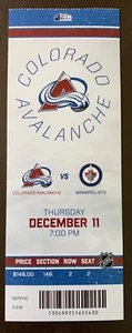 Colorado Avalanche 12/11/2014 NHL ticket stub vs Winnipeg Jets - Picture 1 of 1