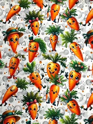 Jersey Stoff Kinderstoff Digitaldruck Möhrchen - Bild 1 von 2