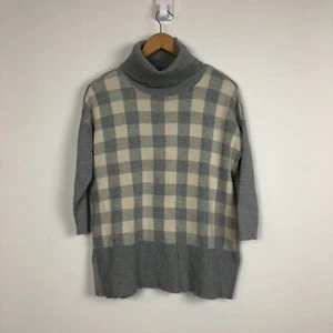 Ann Taylor LOFT maglione donna bufalo a quadri manica 3/4 girocollo grigio piccolo - Foto 1 di 4