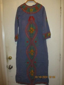 Vintage Multi Colored Womens 1960's/70's Small 100% Cotton Kaftan (Pakistan) - Picture 1 of 4