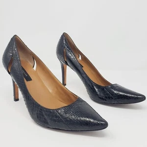 Ann Taylor Perfect Pointy Pump Snakeskin Cut Out Heels Black Women's size 7.5M - Picture 1 of 9