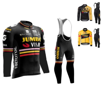 Hombres Equipo Térmico Polar Ciclismo Manga Larga Jersey Babero Pantalones Ciclismo Babero Pantalones Foto 1 de 4