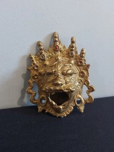 Antike chinesische tibetische Mahakala Gottheit Messing Räuchergefäß Display böse 4" - Bild 1 von 8