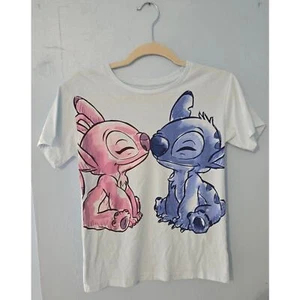 Disney Lilo & Stitch Girls Size Large T-shirt with Angel and Stitch - Picture 1 of 4