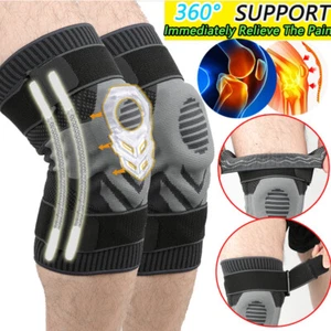 Knee Support Compression Brace Sleeve Patella Arthritis Gym Sports Pain Relief - Picture 1 of 18