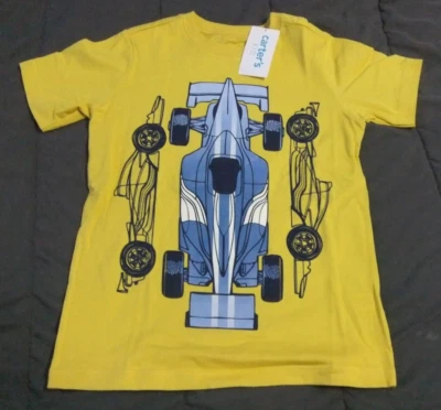Новый с Ярлыками Carter's KID мальчиков 14 желтый коротким рукавом INDY RACE CAR хлопок - Изображение 1 из 2