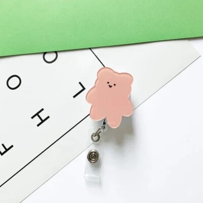 Nuevo, Rosa, Lindo, Oso Gomoso, Carrete Insignia Retráctil, Acrílico, Regreso al Cole Foto 1 de 4