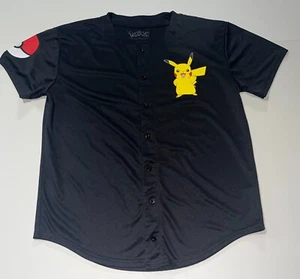 Pokemon Pikachu Baseball Jersey Shirt 025 Mens Large Loose Fit 2016 Button Up - Picture 1 of 3