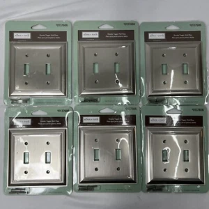 6x Allen + Roth Cosgrove 2-Gang Toggle Switch Wall Plate - Satin Nickel 0137606 - Picture 1 of 5