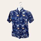 Izod Saltwater Dockside Chambray Mens Boating All Over Print Shirt Size M NWT