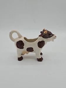 Porcelain Cow Creamer Brown & White Spotted Hand Painted - Picture 1 of 6
