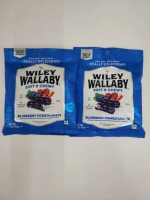 2x Bags Wiley Wallaby Soft & Chewy Blueberry Pomegranate Gourmet Licorice 4oz - Image 1 of 2