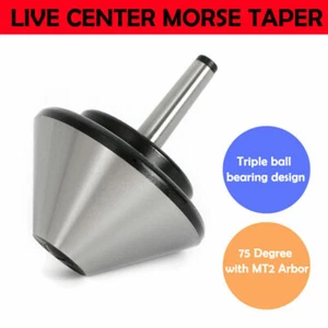 Torno nariz toro 4,66" 75 grados MT2 centro vivo Morse punta cónica herramienta broca plateada - Imagen 1 de 11