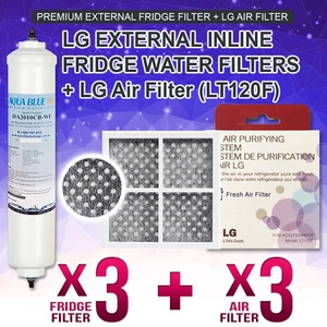 (3X)LG COMPATIBLE EXTERNAL FRIDGE WATER FILTER + (3X)LG AIR FILTER (LT120F) - Foto 1 di 5