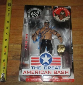 2005 WWF WWE Jakks Road Warrior Animal Wrestling figura firmada autógrafo GAB - Imagen 1 de 5
