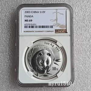 NGC MS69 2003 China 10YUAN Panda Silver Coin 1oz China 2003 Panda Coin With Box - Picture 1 of 4