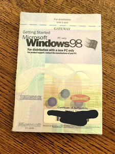 Microsoft Windows 98 Getting Started OEM Manual Certificate Product Key CD PC - Picture 1 of 2