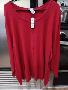 Catherines Womens New 3/4 Sleeve Button Up Cardigan Sweater Red Size 4X - Picture 1 of 8