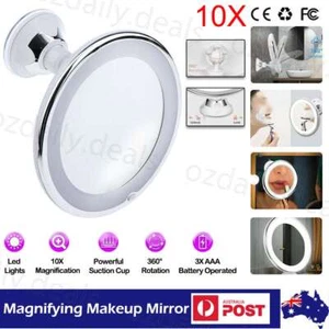 10X Magnifying Makeup Mirror With LED Light Cosmetic 360° Rotation Flexible New - Picture 1 of 12