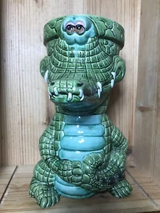 Ooak Vintage Ceramic Alligator Crocodile Flower Pot Palnter Handmade Rare! - Picture 1 of 8