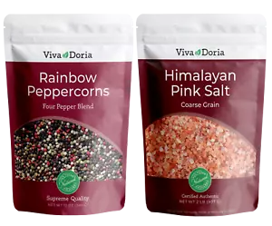 Viva Doria Rainbow Peppercorn, 12 oz - Himalayan Pink Salt Coarse Grain, 2 lb - Picture 1 of 2