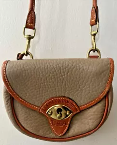 Vintage Dooney Bourke kleine Leder Umhängetasche/Gürteltasche hellbraun/cognac hergestellt in den USA guter Zustand - Bild 1 von 12
