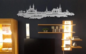 Edelstahl Skyline Aachen  Stadt Wandkunst Stahl rostfrei Silhouette Metallkunst - Bild 1 von 8