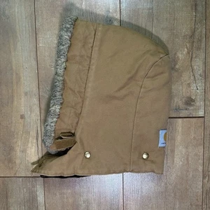 Vtg 90s Carhartt Tan Canvas Quilt Lined Faux Fur Snap On Duck Hood A01 BRN - Picture 1 of 4