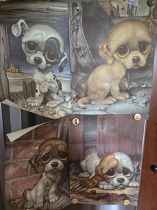 4 Hunde Wandbilder Große Augen Gia Mitleid Traurig Welpe Gig MCM 1966 14x10 - Bild 1 von 8