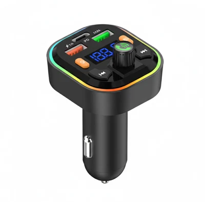 Ven-Dens Car FM Transmitter Bluetooth 5.0 | Dual USB Fast Charging, RGB Lights - Image 1 of 4