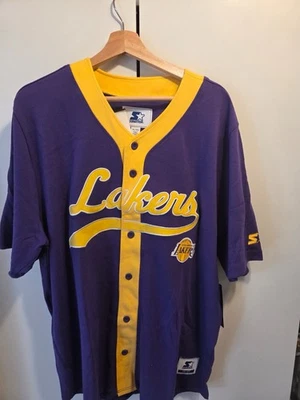 Los Angeles Lakers Starter Jersey Mens XL Purple Baseball Button-Down Style NBA - Image 1 of 3