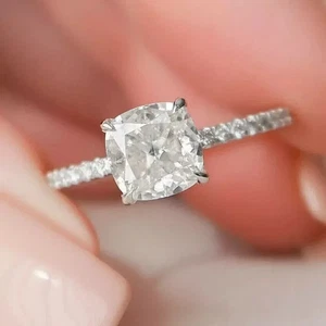 IGI Lab Created 2.20 Ct Cushion Cut 950 Platinum Diamond Accent Engagement Ring - Picture 1 of 10