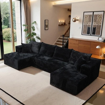 U-Shape Modular Sectional corduroy Couch suitable for living room furniture - Image 1 of 4