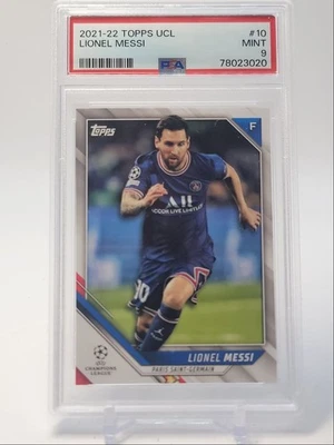 LIONEL MESSI 2021 TOPPS UCL SOCCER PARIS SAINT-GERMAIN MINT PSA 9 Q5649 - Image 1 of 2