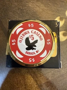 Ojibwa Casino $5 Chip Money Clip - Picture 1 of 2