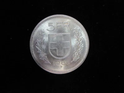 1966B 1966 B 5 FRANCS SWITZERLAND HELVETIA  BU 83.5% SILVER KM # 40 Lot # 556 - Image 1 of 2