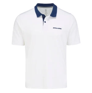 SEA-DOO TECH SHORT SLEEVE POLO SHIRT MEN WHITE/NAVY MEDIUM 4544820601 - Picture 1 of 4