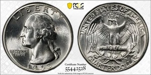 1943 D SILVER Washington Quarter - PCGS MS64 - DDO Doubled Ear FS-101. - Picture 1 of 3