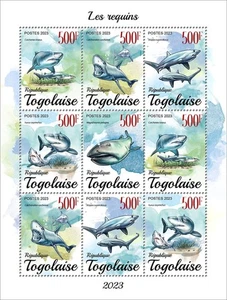 Togo - 2023 Squali, Trebbiatrice Occhi Occhi Occhi, Shortfin Mako - Foglio 9 francobolli - TG230249f52 - Foto 1 di 1