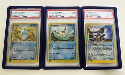 Mudkip/Marshtomp/Swampert PSA 8&9 Complete Evolution Line (1st Printing) EX Ruby - Image 1 of 4