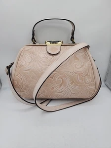 Patricia Nash ~ Latte Gracchi Frame Tooled Leather Satchel Handbag ~ - Bild 1 von 13